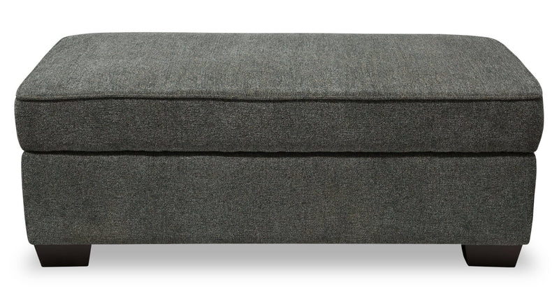 Verona Brushed Linen-Look Fabric Storage Ottoman – Charcoal