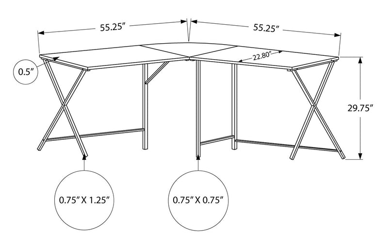 Lidia L-Shaped Corner Desk - Grey 