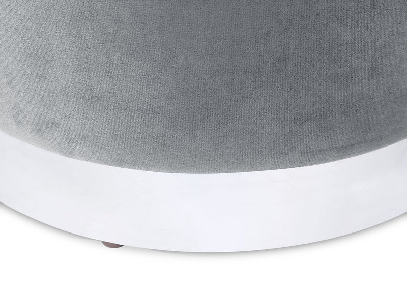Phebe Velvet Storage Ottoman - Grey