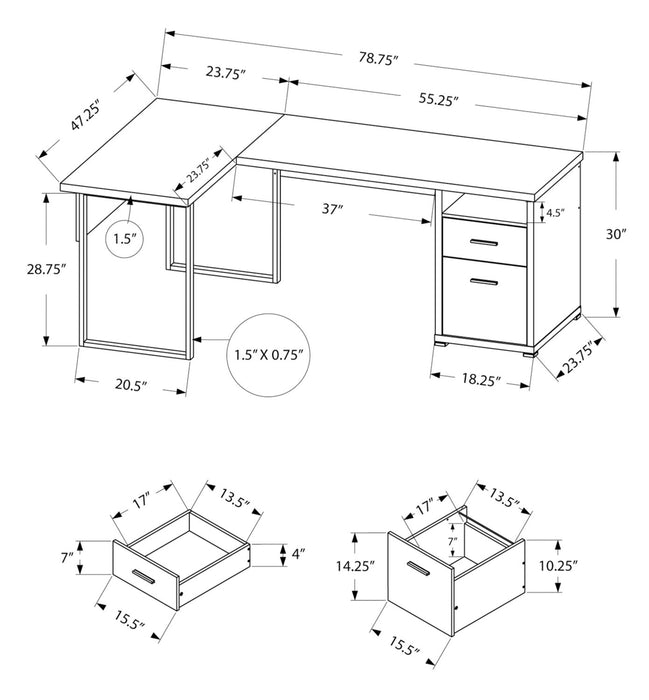 Pollie Reversible L-Shaped Desk - Dark Taupe 