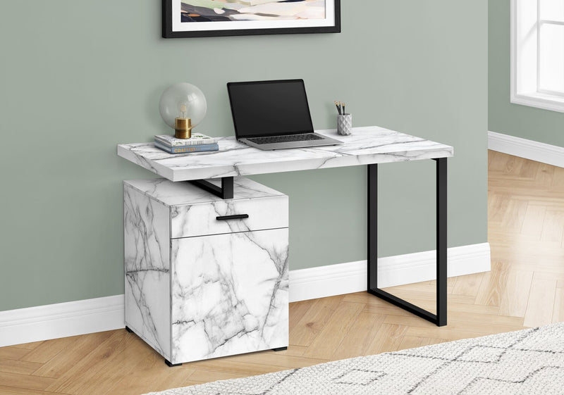Remi Reversible Desk - White Marble-Look