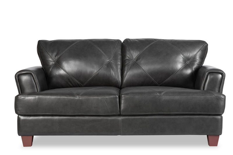 Vita 100% Genuine Leather Loveseat - Charcoal