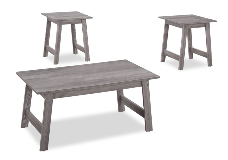 Jacey 3-Piece Coffee and Two End Tables Package - Grey 