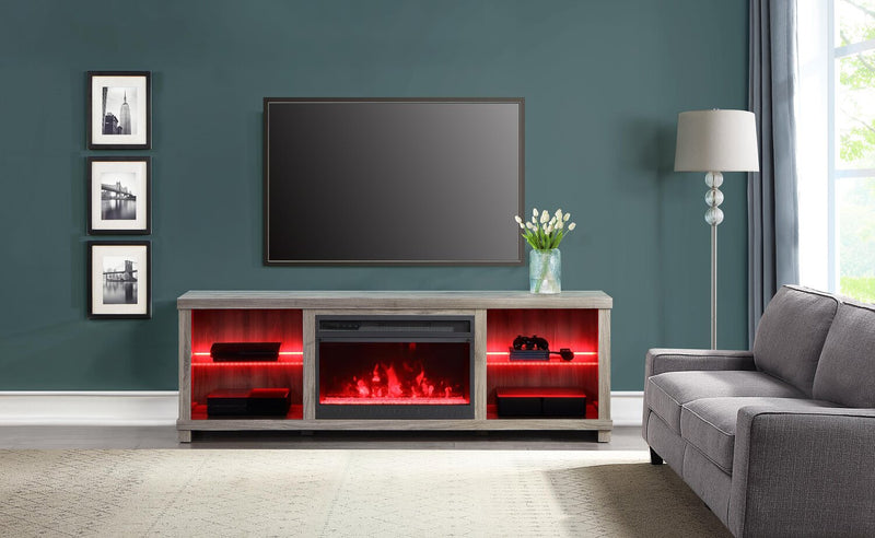 Aurora 72\" TV Stand with Crystal Ember Firebox