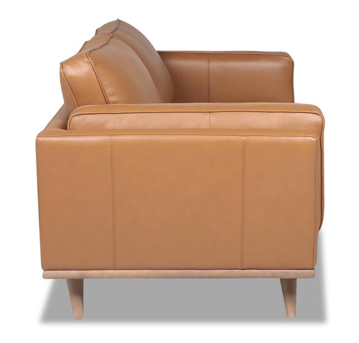 Vivia Top-Grain Genuine Leather Loveseat - Caramel