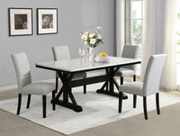 Verona 5pc Dining Set with Table & 4 Chairs, Culture Marbled Top, Trestle Base, 70