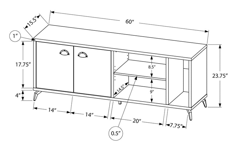 Cameron 60” TV Stand - White