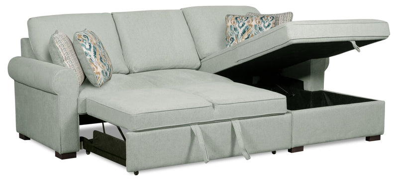 Haven 2-Piece Right-Facing Chenille Sleeper Sectional - Seafoam