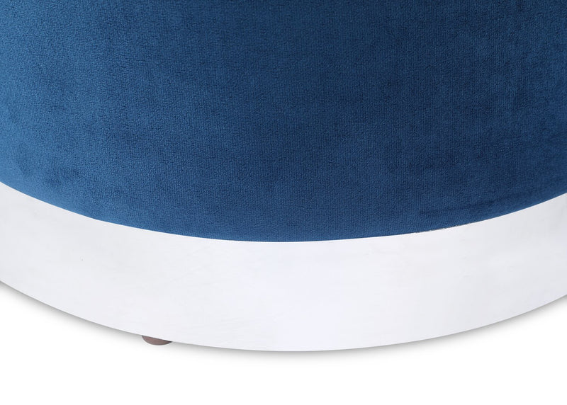Phebe Velvet Storage Ottoman - Navy