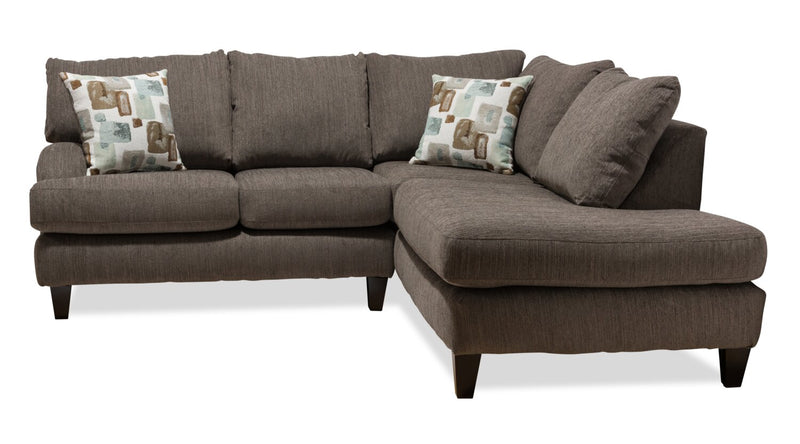 Nofia 2-Piece Chenille Right-Facing Sectional - Charcoal