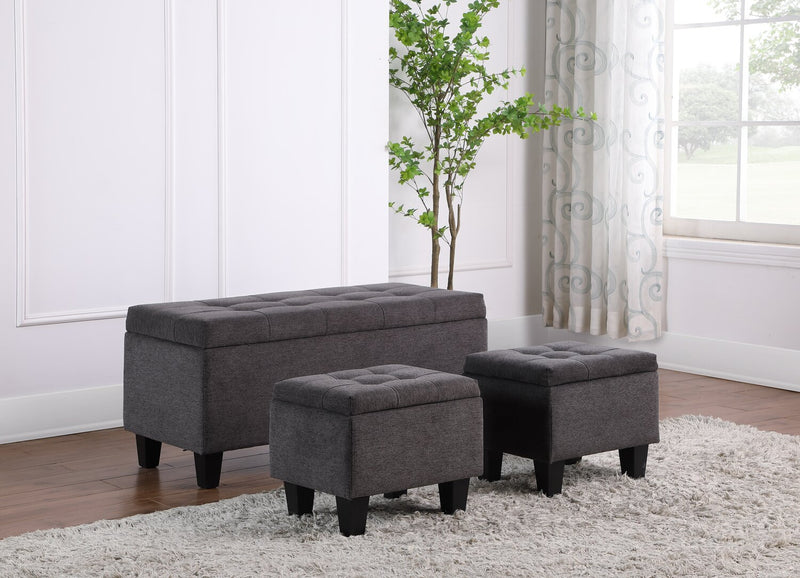 Kai 3-Piece Linen-Look Fabric Storage Ottomans 