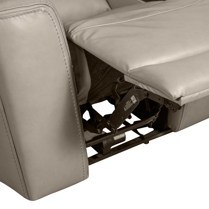 Prescott Genuine Leather Power Reclining Loveseat - Grey