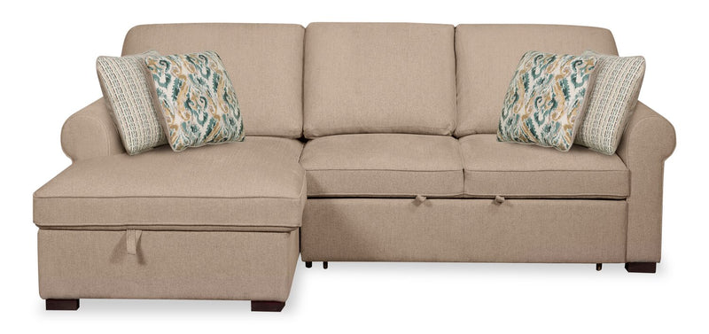 Haven 2-Piece Left-Facing Chenille Sleeper Sectional - Taupe