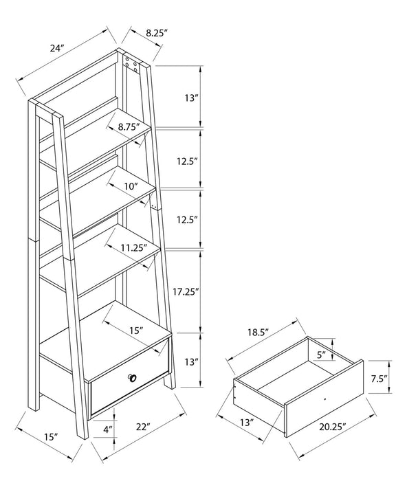 Eden Ladder-Style Bookcase - Grey 