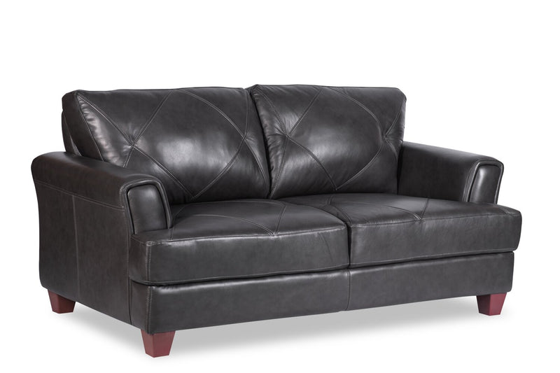 Vita 100% Genuine Leather Loveseat - Charcoal