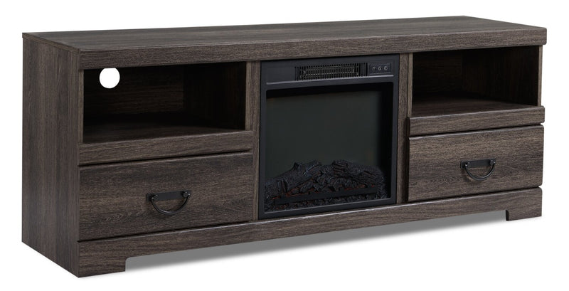 Asher 60\" TV Stand with Log Fireplace