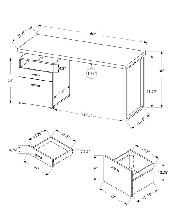 Heather Adjustable Desk - Dark Taupe