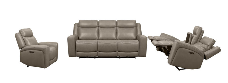 Prescott Genuine Leather Power Reclining Sofa - Grey