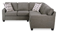 Made in Canada Sawyer 2-Piece Linen-Look Fabric Sectional with Reversible Cushions - Charcoal Grey