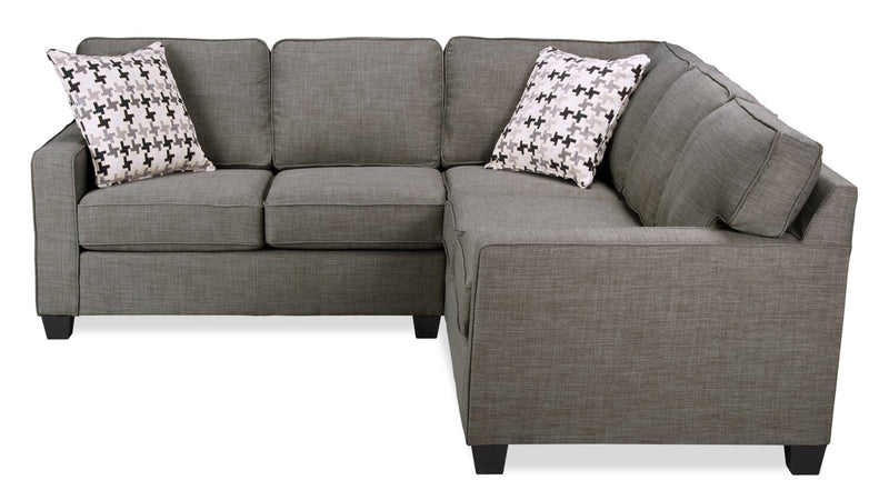 Sawyer 2-Piece Linen-Look Fabric Sectional - Charcoal Grey