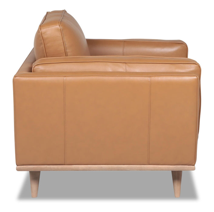 Vivia Top-Grain Genuine Leather Chair - Caramel