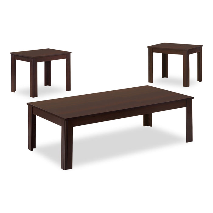 Kiana 3-Piece Coffee and Two End Tables Package - Espresso 
