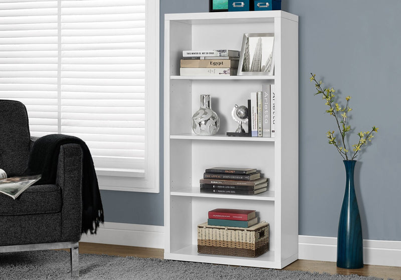Slade 4-Shelf Bookcase - White 