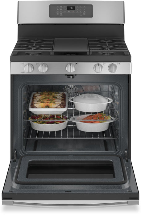 GE 5.0 Cu. Ft. Freestanding Gas Range with No-Preheat Air Fry - JCGB735SPSS
