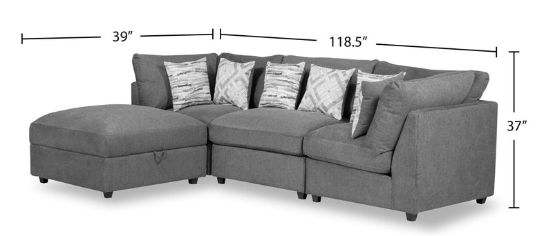 Evolve Sectional with Ottoman - Charcoal