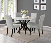 Verona 5pc Dining Set with Table & 4 Chairs, Culture Marbled Top, Metal, 42