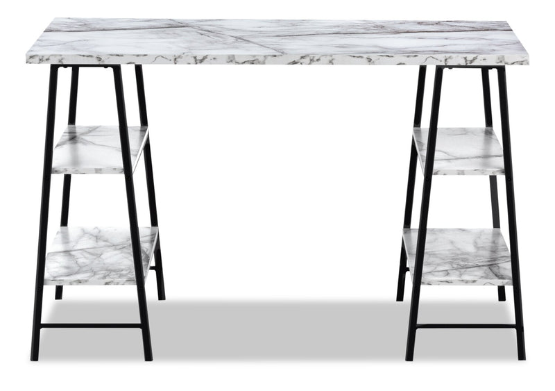 Jonnie Desk - White Marble-Look