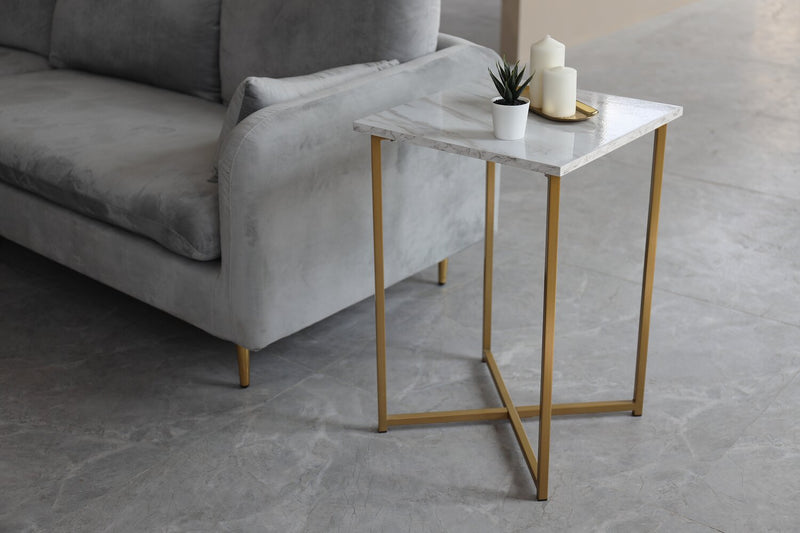 Mia Faux Marble Chairside Table  