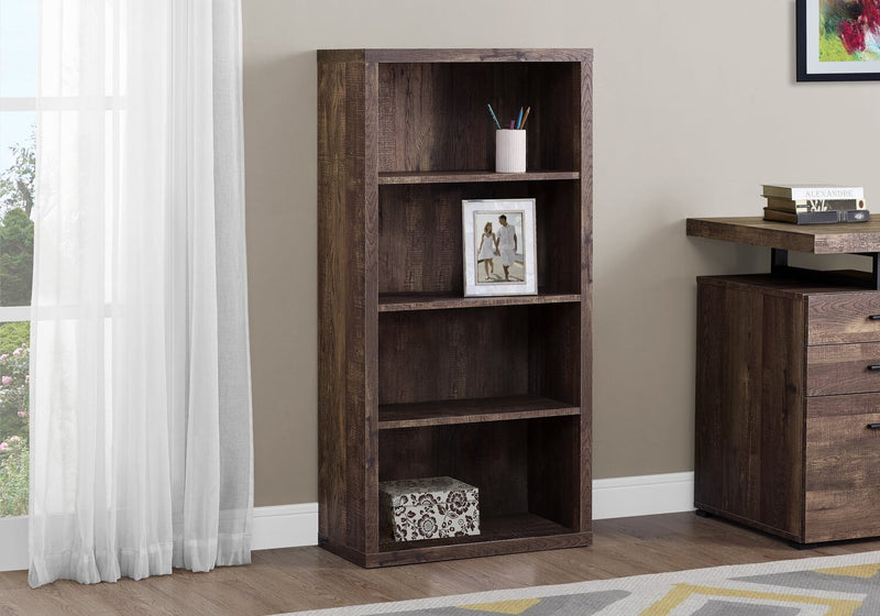 Slade 4-Shelf Bookcase - Brown 