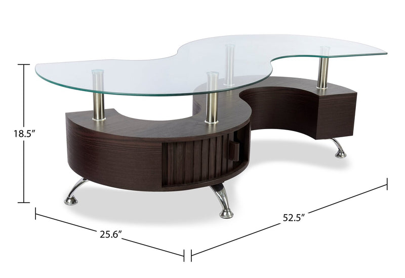 Savon Coffee Table with Two Ottomans - Walnut