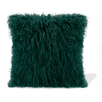 Mongolian Sheepskin Accent Pillow - Green 