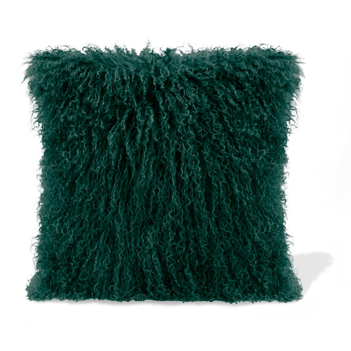 Mongolian Sheepskin Accent Pillow - Green