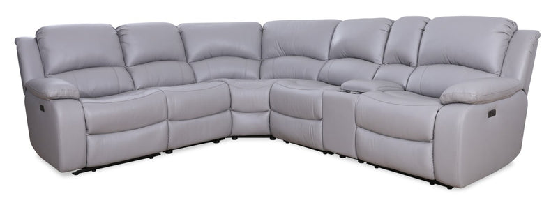 Marcel 6-Piece Genuine Leather Reclining Sectional - Grey