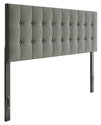 Ellis Upholstered Headboard in Grey Fabric, Button Tufted - Full Size 