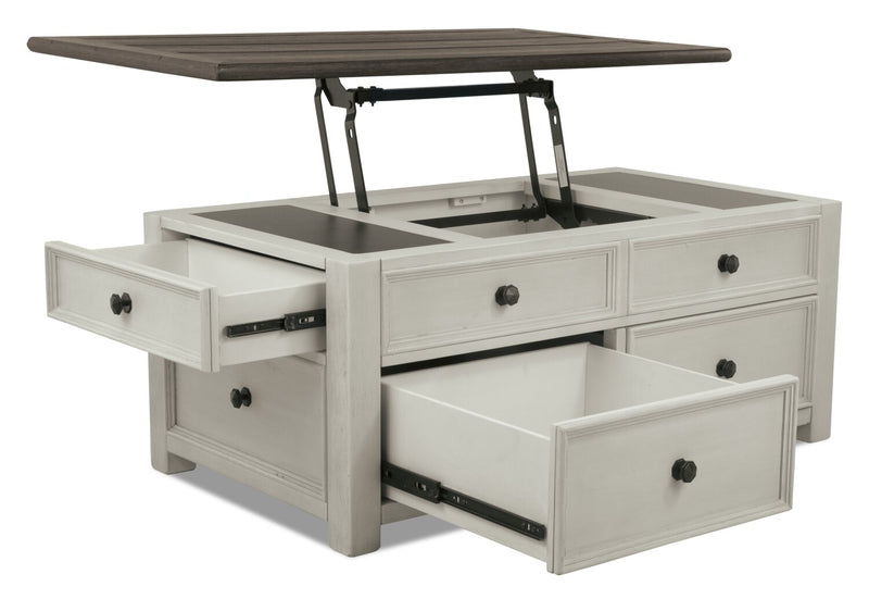 Colby Coffee Table with Lift Top and Casters - White