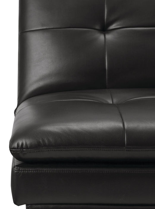 June Leather-Look Fabric Futon - Black