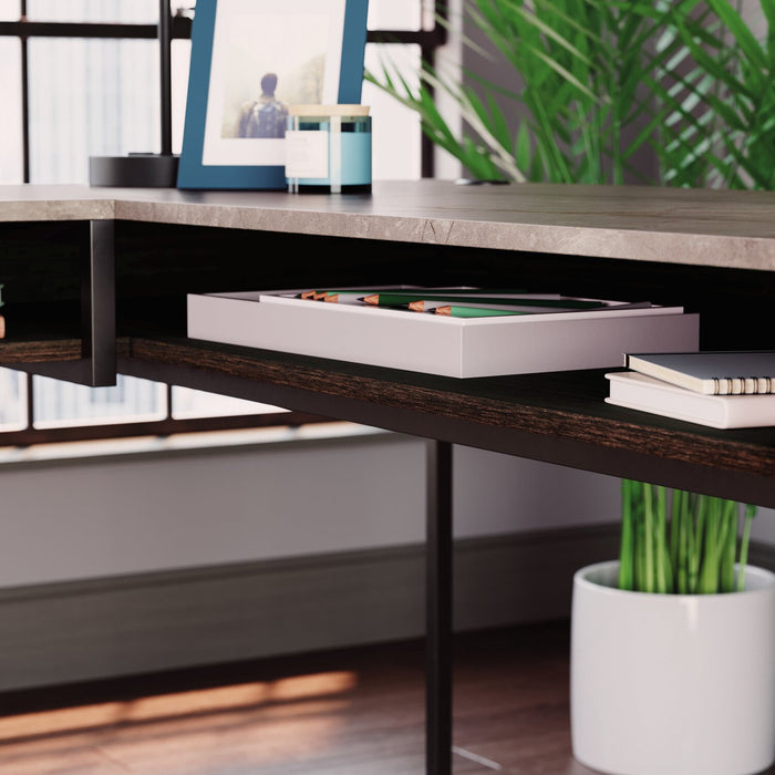 Maxim L-Shaped Desk - Umber Wood
