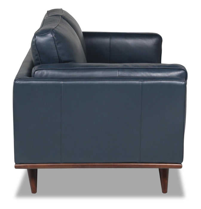 Vivia Top-Grain Genuine Leather Loveseat - Navy