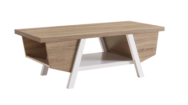 Malik Coffee Table - Light Brown and White