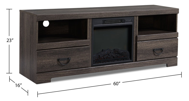 Asher 60\" TV Stand with Log Fireplace