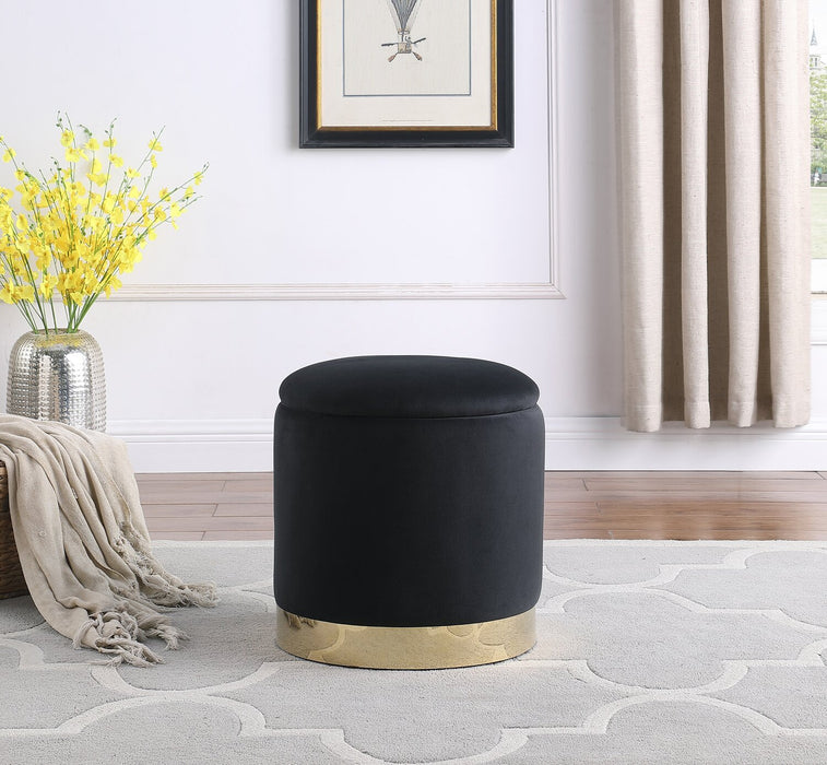 Phebe Velvet Storage Ottoman - Black