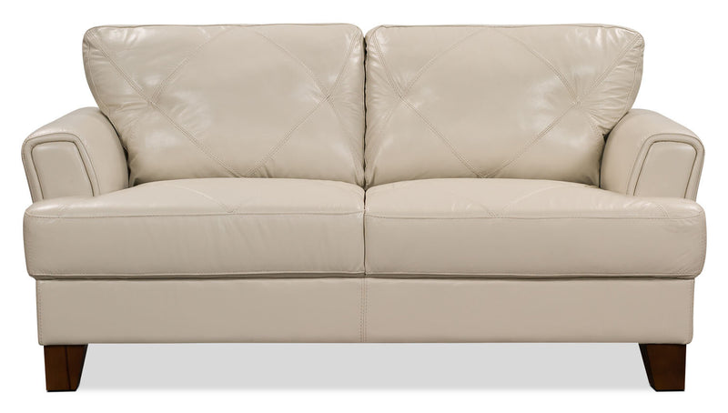 Vita 100% Genuine Leather Loveseat - Smoke