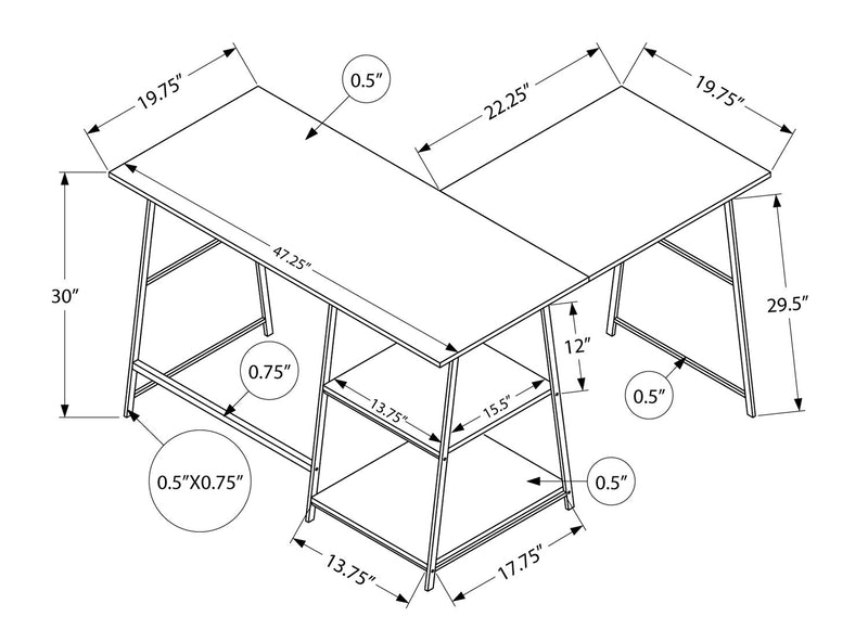 Evlin Corner Desk - Espresso