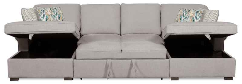 Haven 3-Piece Chenille Sleeper Sectional - Grey