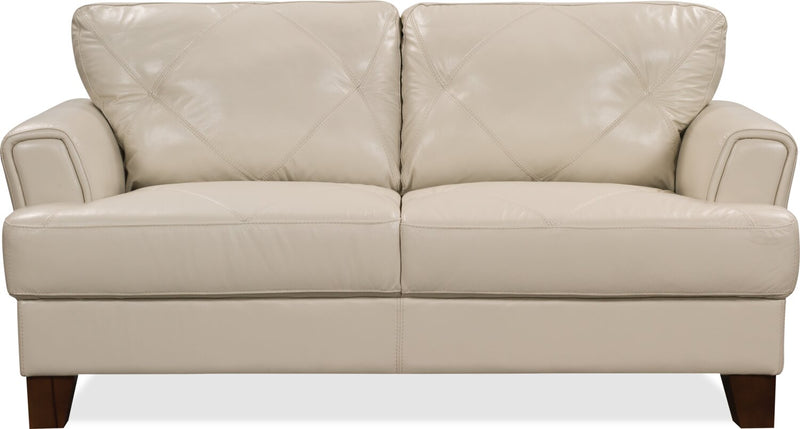 Vita 100% Genuine Leather Loveseat - Smoke