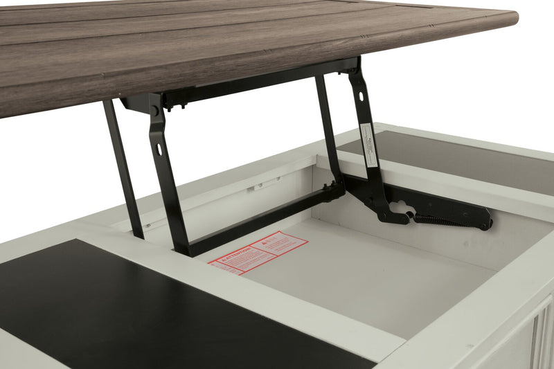 Colby Coffee Table with Lift Top and Casters - White